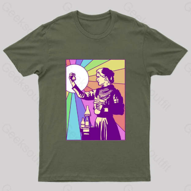 Women Of Science Marie Curie Geek T-Shirt Army Green / S