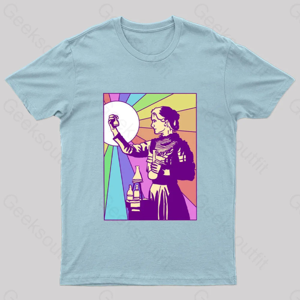 Women Of Science Marie Curie Geek T-Shirt Light Blue / S