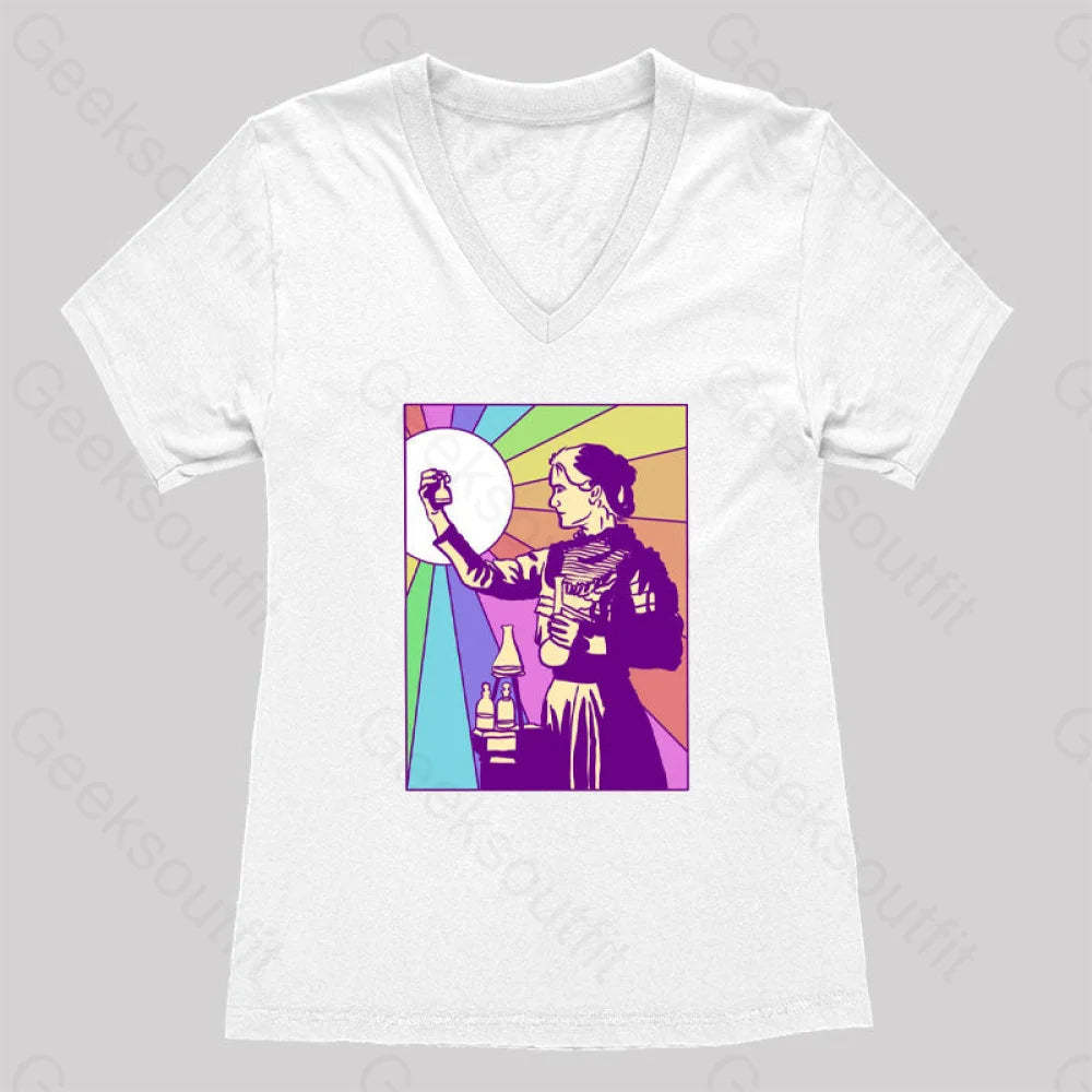 Women Of Science Marie Curie Women’s V-Neck T-Shirt White / S