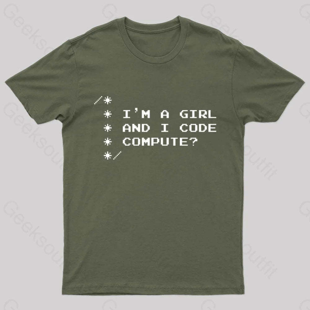 Women Programmer Geek T-Shirt Army Green / S