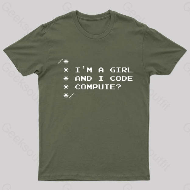 Women Programmer Geek T-Shirt Army Green / S