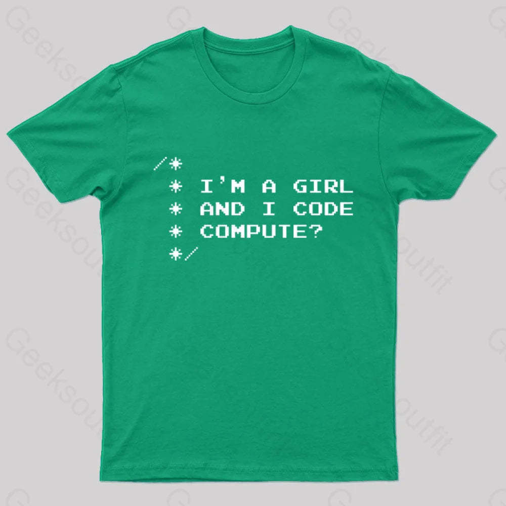 Women Programmer Geek T-Shirt Green / S