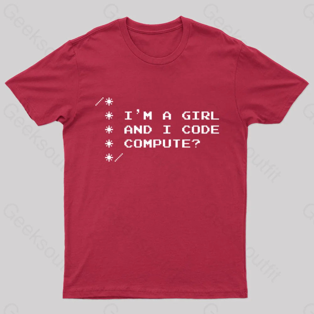 Women Programmer Geek T-Shirt Red / S