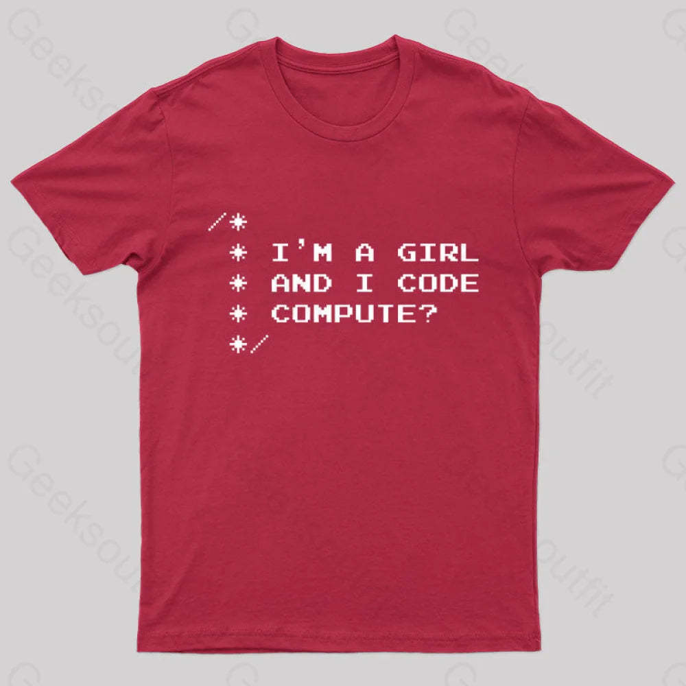 Women Programmer Geek T-Shirt Red / S