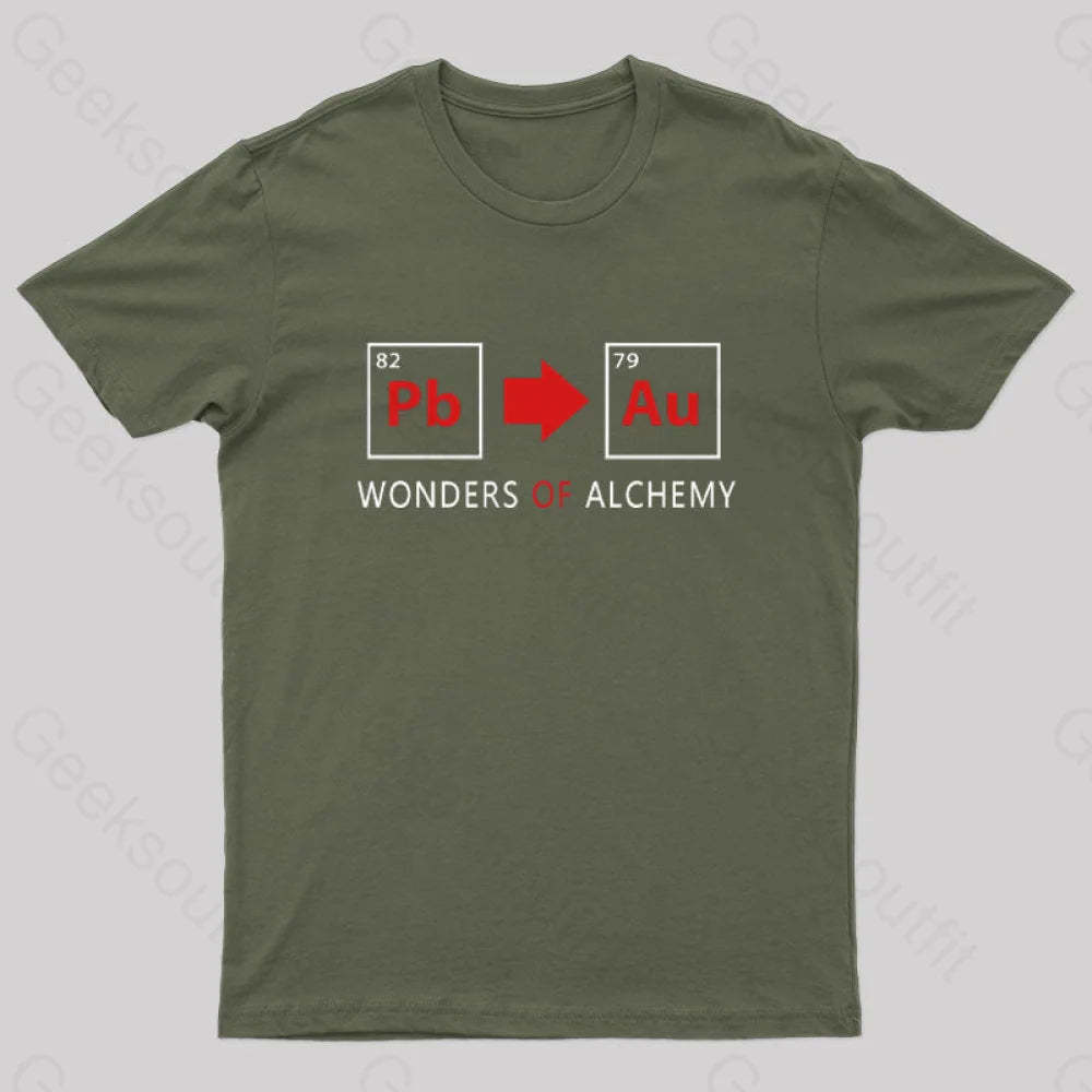Wonders Of Alchemy Geek T-Shirt Army Green / S