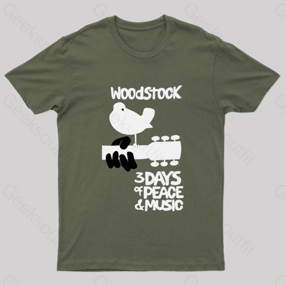 Woodstock Nerd T-Shirt Army Green / S