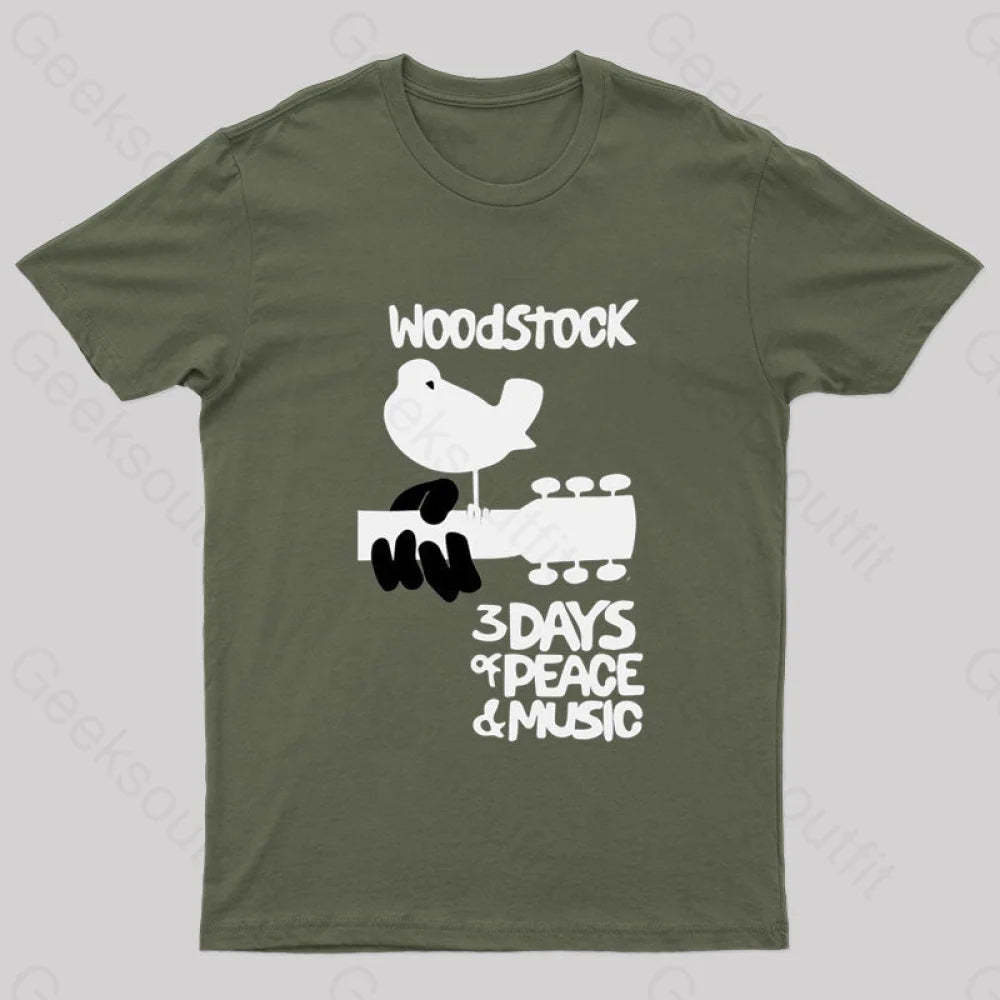 Woodstock Nerd T-Shirt Army Green / S