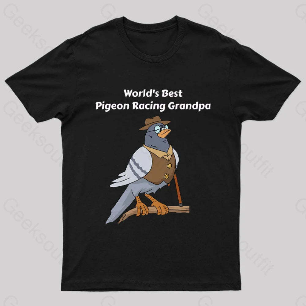 World’s Best Pigeon Racing Grandpa Nerd T-Shirt Black / S
