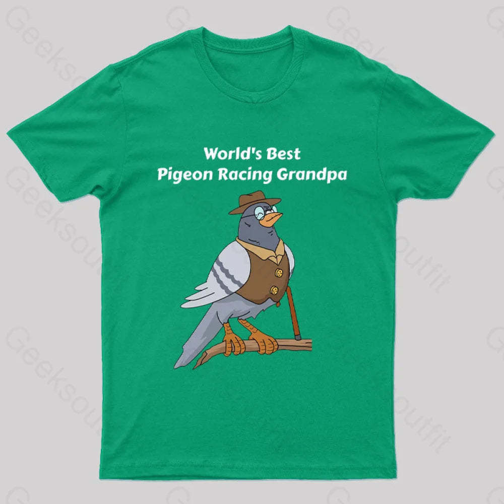 World’s Best Pigeon Racing Grandpa Nerd T-Shirt Green / S