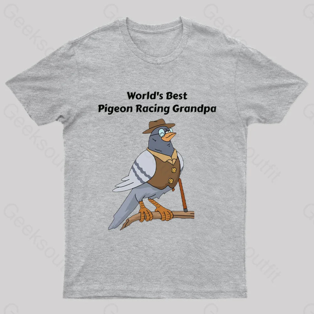 World’s Best Pigeon Racing Grandpa Nerd T-Shirt Grey / S