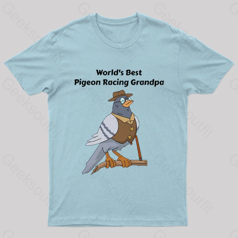 World’s Best Pigeon Racing Grandpa Nerd T-Shirt Light Blue / S