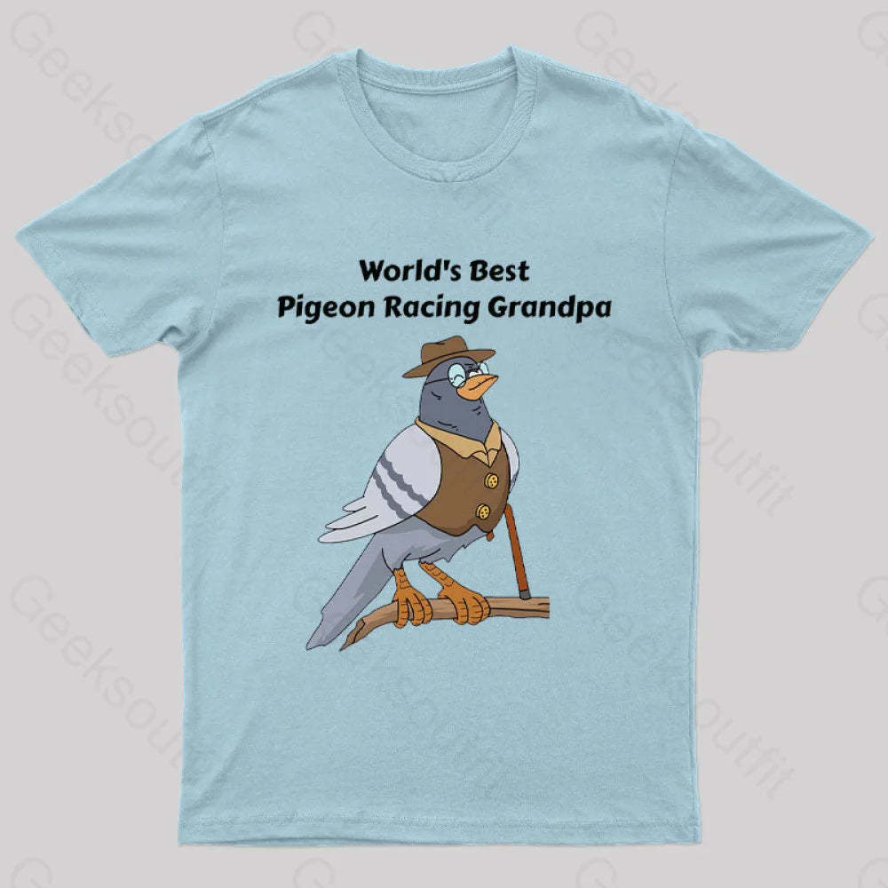 World’s Best Pigeon Racing Grandpa Nerd T-Shirt Light Blue / S