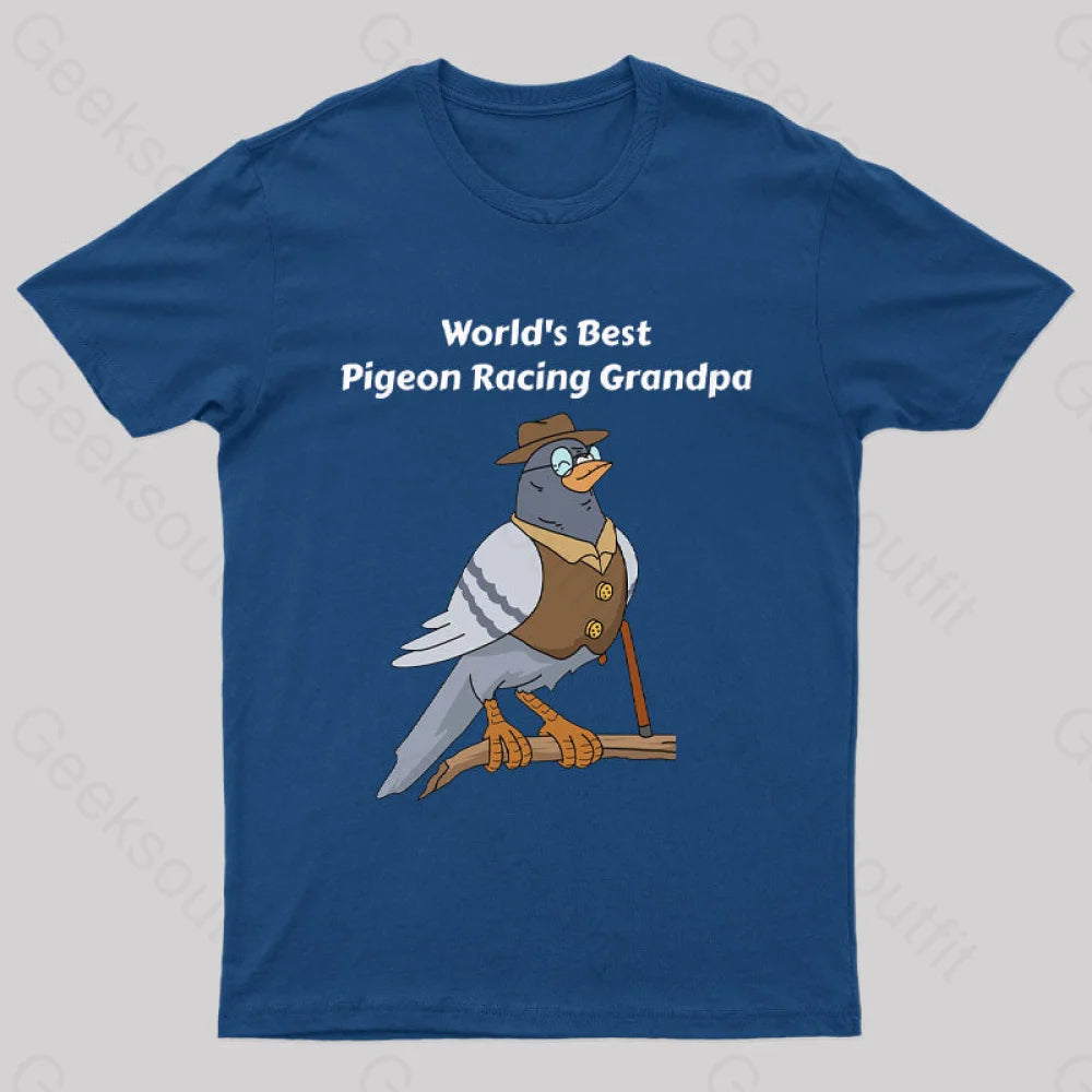 World’s Best Pigeon Racing Grandpa Nerd T-Shirt Navy / S