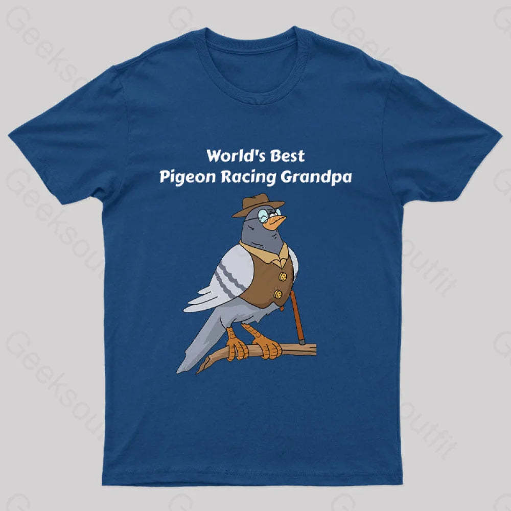 World’s Best Pigeon Racing Grandpa Nerd T-Shirt Navy / S