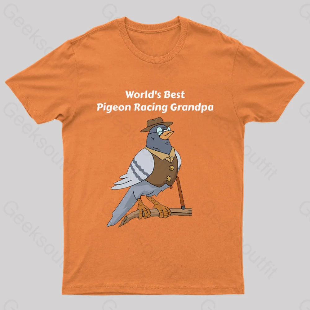 World’s Best Pigeon Racing Grandpa Nerd T-Shirt Orange / S