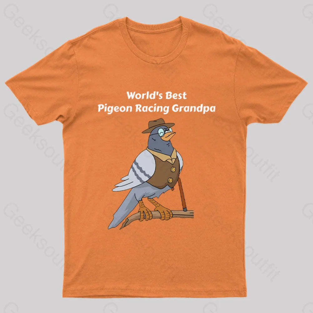 World’s Best Pigeon Racing Grandpa Nerd T-Shirt Orange / S