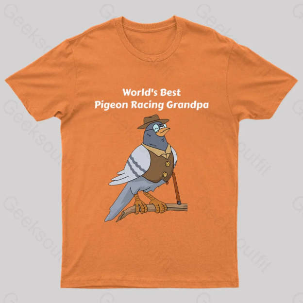 World’s Best Pigeon Racing Grandpa Nerd T-Shirt Orange / S