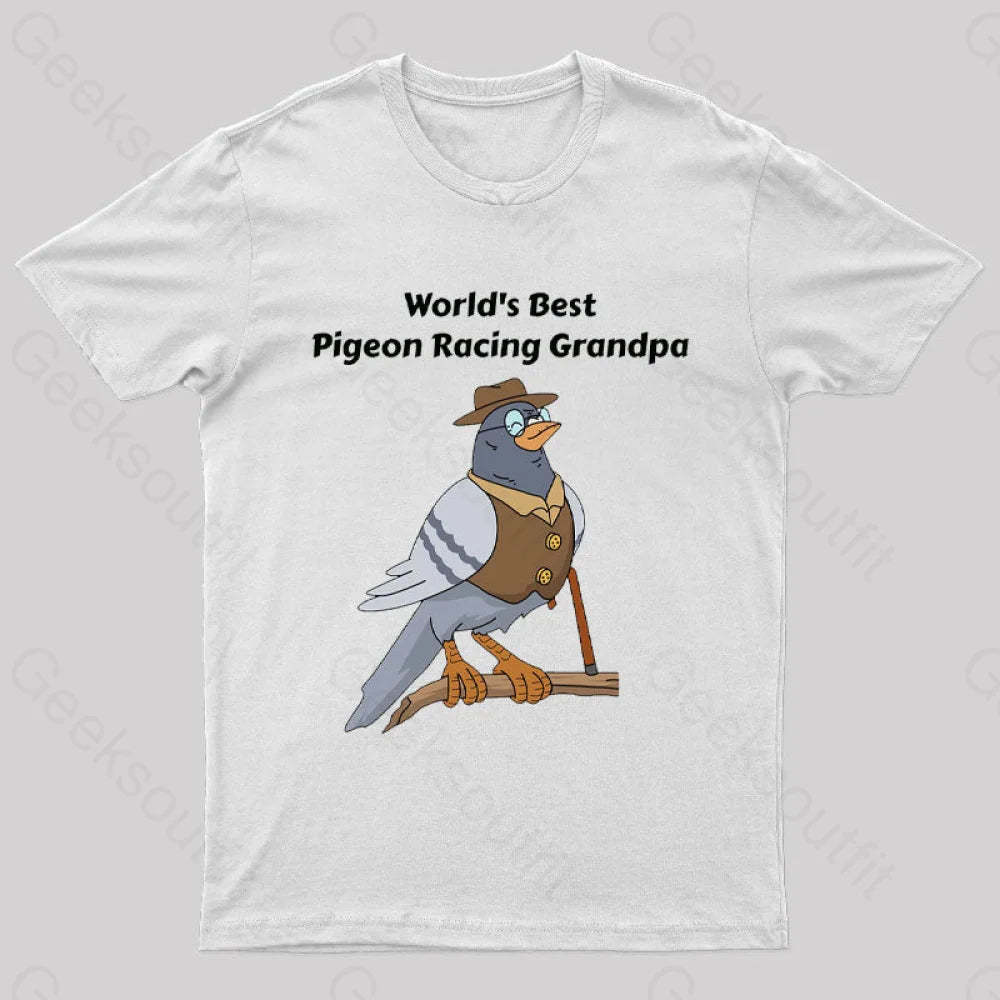 World’s Best Pigeon Racing Grandpa Nerd T-Shirt White / S