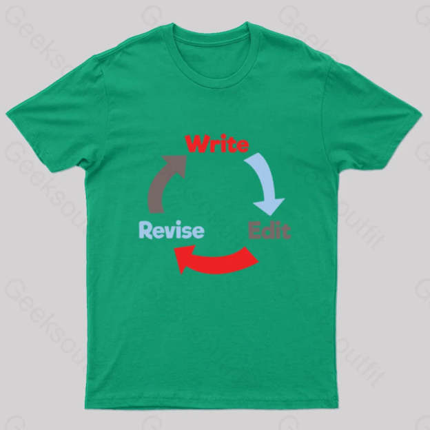 Write Edit Revise Repeat Nerd T-Shirt Green / S