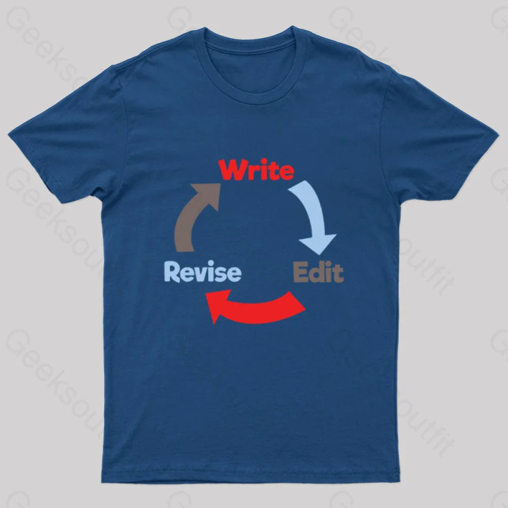 Write Edit Revise Repeat Nerd T-Shirt Navy / S