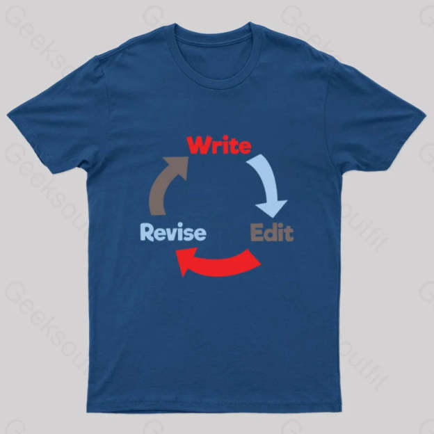 Write Edit Revise Repeat Nerd T-Shirt Navy / S