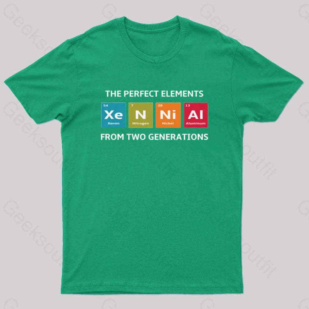 Xennials The Perfect Elements Of Two Generations Nerd T-Shirt Green / S
