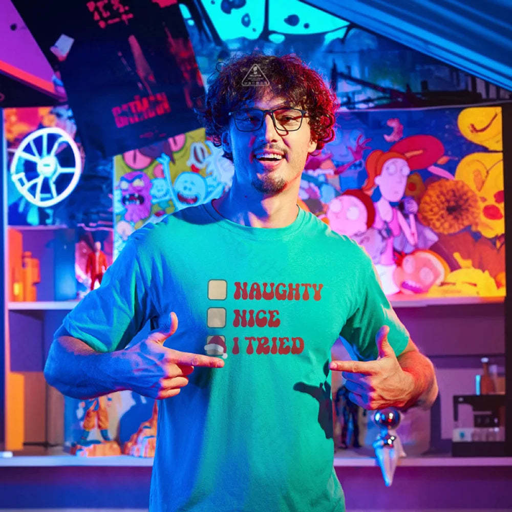 Xmas Naughty Or Nice Geek T-Shirt