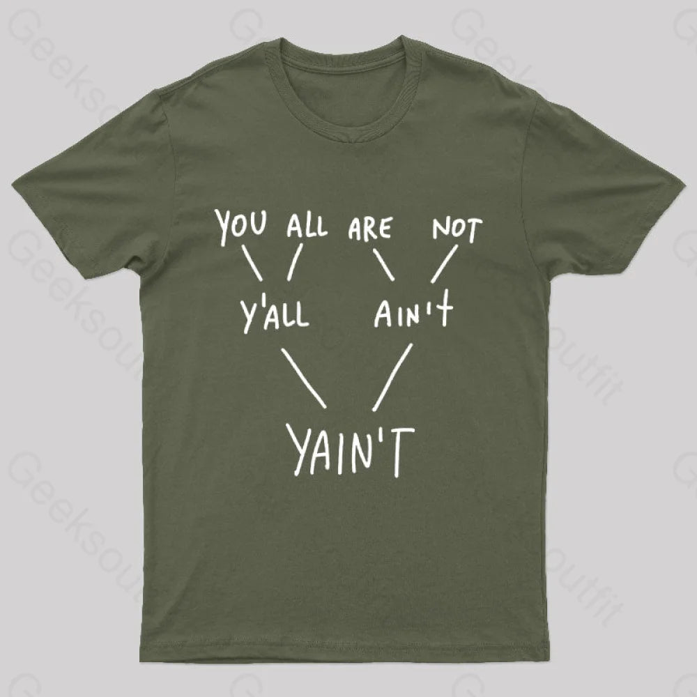 Yaint Verb Origin Geek T-Shirt Army Green / S