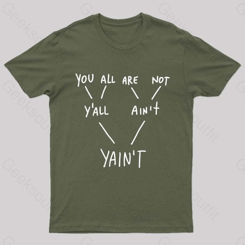 Yaint Verb Origin Geek T-Shirt Army Green / S