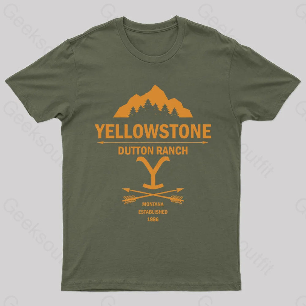 Yellowstone Dutton Ranch Nerd T-Shirt Army Green / S