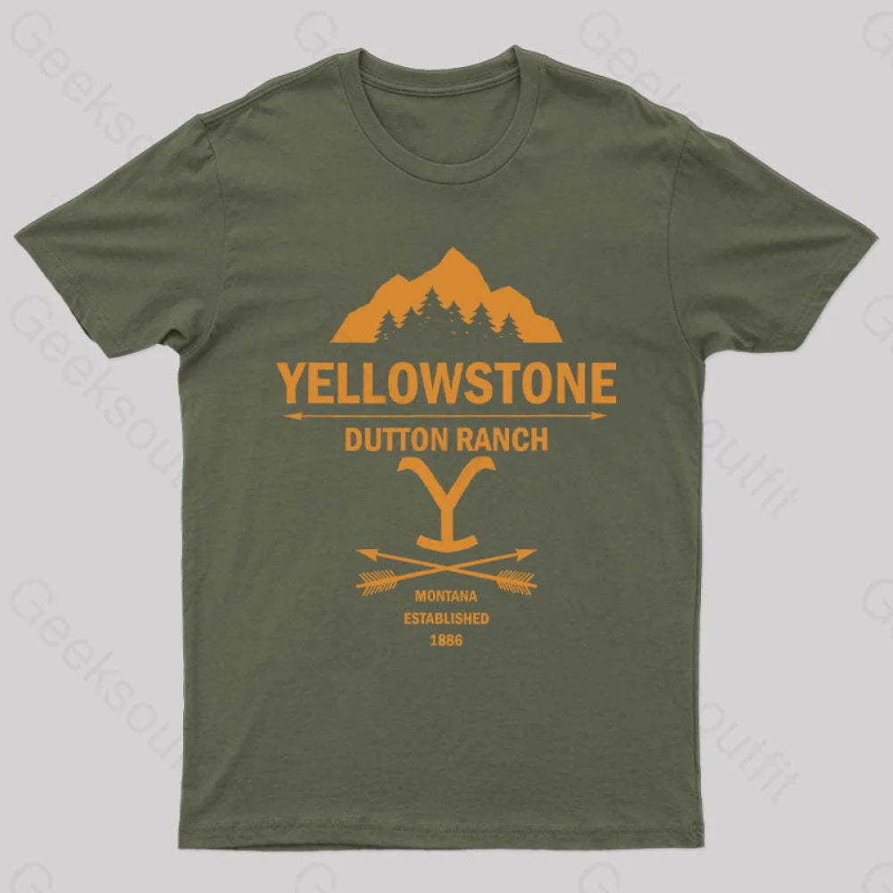 Yellowstone Dutton Ranch Nerd T-Shirt Army Green / S