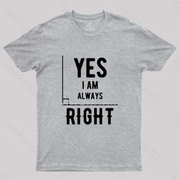Yes I Am Always Right T-Shirt Grey / S