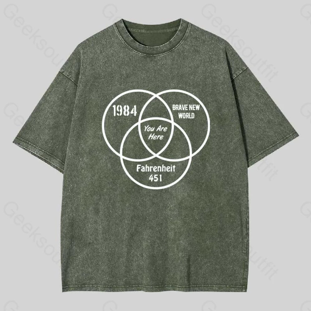 You Are Here Washed T-Shirt Army Green / S