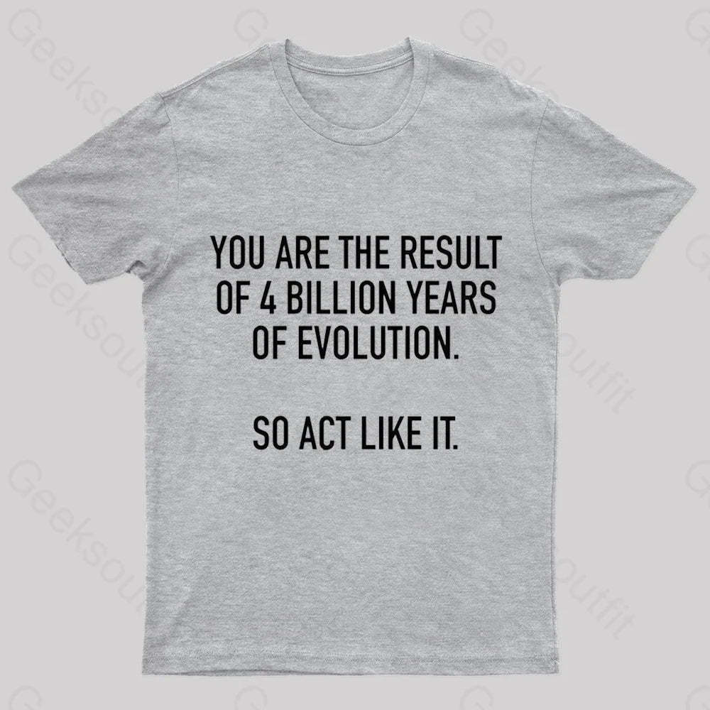 You Are The Result Of 4 Billion Years Evolution Geek T-Shirt Grey / S