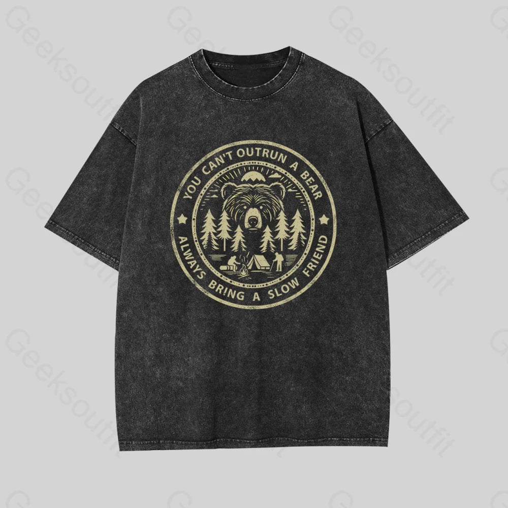 You Can?��t Outrun A Bear Geek Washed T-Shirt Black / S