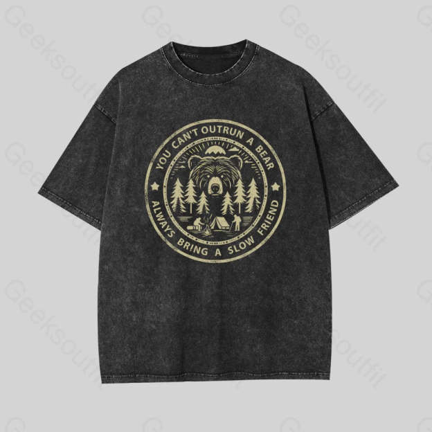 You Can?��t Outrun A Bear Geek Washed T-Shirt Black / S