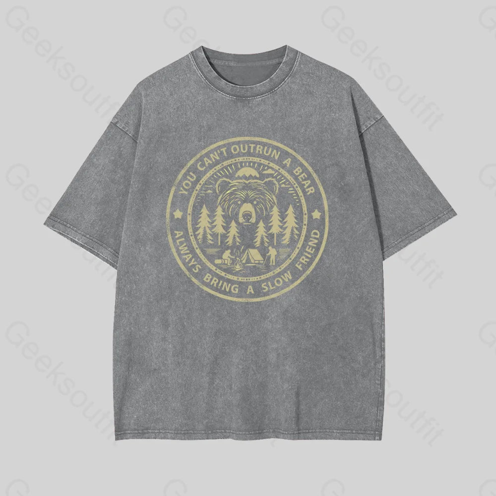 You Can?��t Outrun A Bear Geek Washed T-Shirt Grey / S
