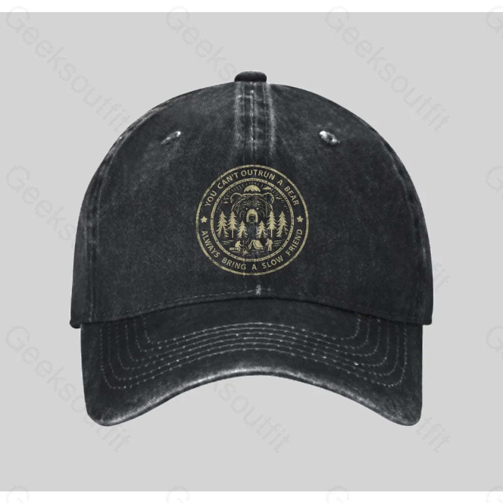 You Can¡¯t Outrun A Bear Washed Vintage Baseball Cap Black