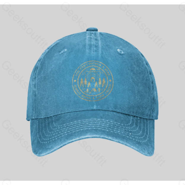 You Can¡¯t Outrun A Bear Washed Vintage Baseball Cap Blue
