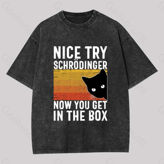 You Get Schrodinger?��s Cat In The Box Washed T-Shirt Black / S