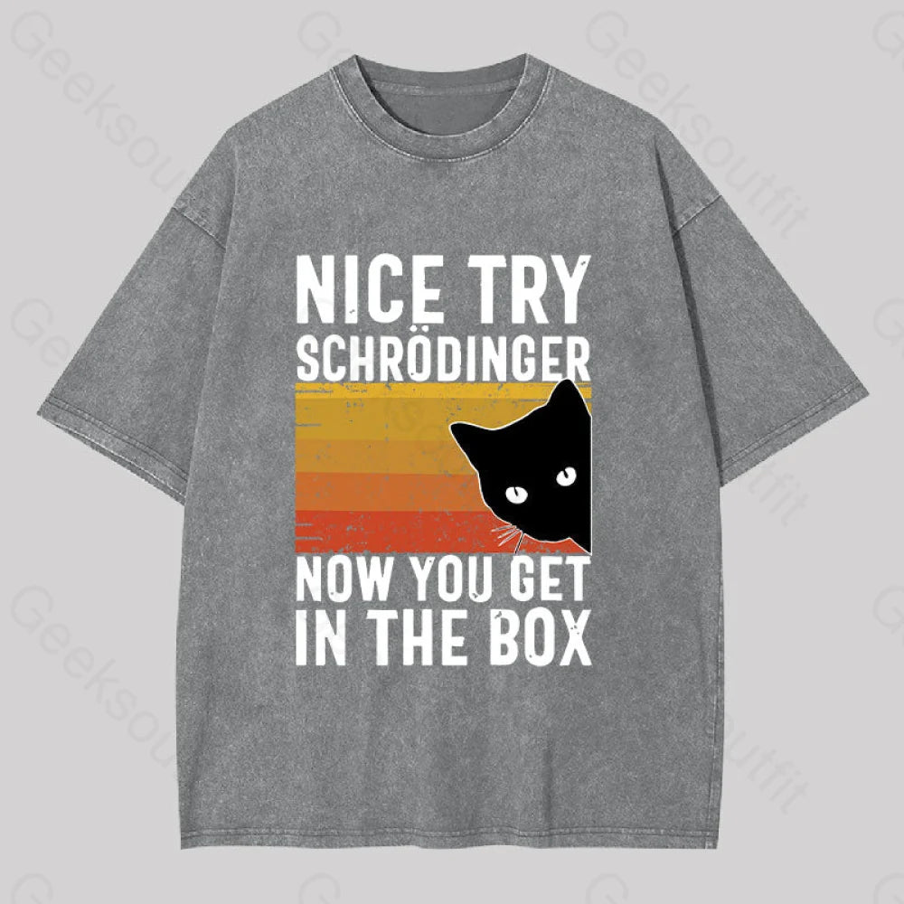 You Get Schrodinger?��s Cat In The Box Washed T-Shirt Grey / S