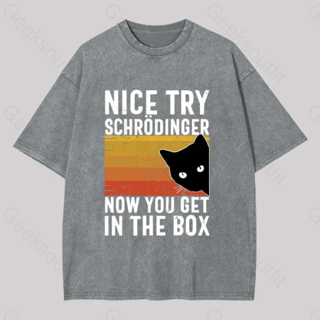 You Get Schrodinger?��s Cat In The Box Washed T-Shirt Grey / S