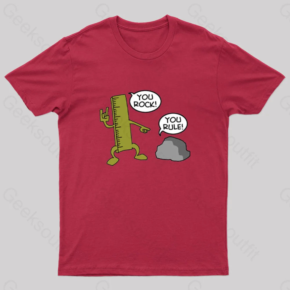 You Rock! Rule! Geek T-Shirt Red / S