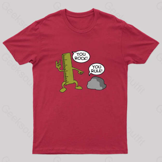 You Rock! Rule! Geek T-Shirt Red / S