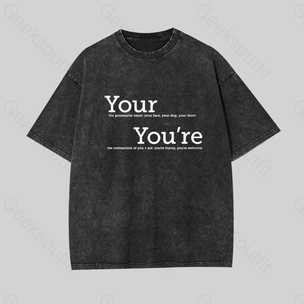 Your You?��re Grammar Geek Washed T-Shirt Black / S