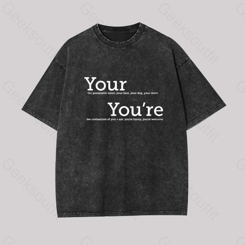 Your You?��re Grammar Geek Washed T-Shirt Black / S