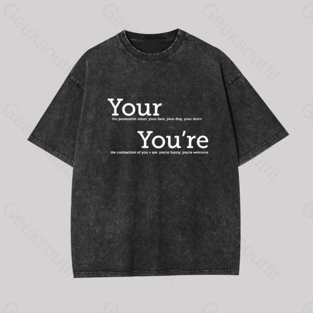Your You?��re Grammar Geek Washed T-Shirt Black / S