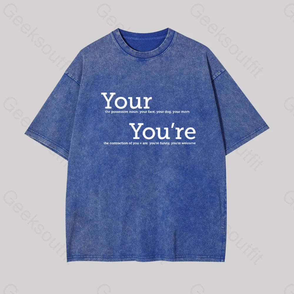 Your You?��re Grammar Geek Washed T-Shirt Blue / S