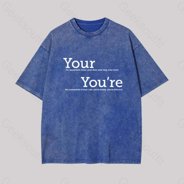 Your You?��re Grammar Geek Washed T-Shirt Blue / S
