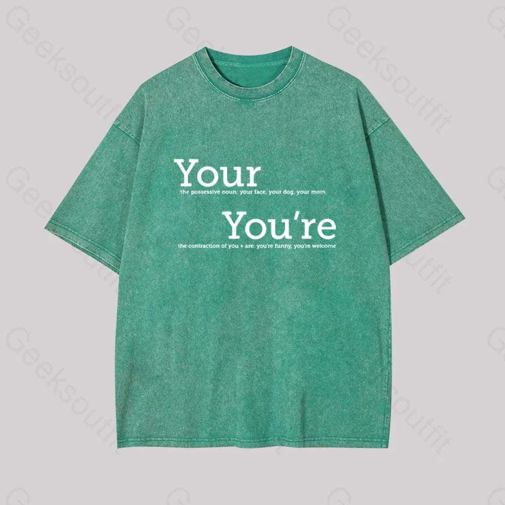 Your You?��re Grammar Geek Washed T-Shirt Grass Green / S